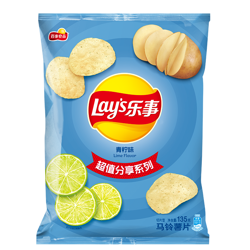 PLUS会员：Lays 乐事 马铃薯片 青柠味 135g*5件 36.5元包邮（合7.3元/件）