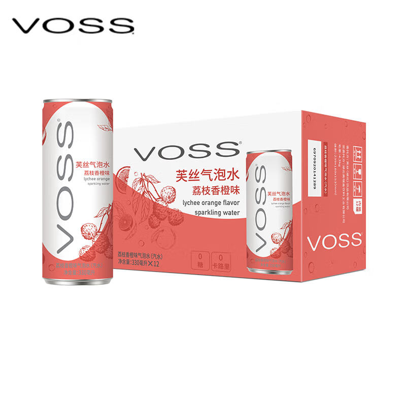 VOSS 芙丝 气泡水 荔枝香橙味 330ml*12罐 49.51元（需买2件，需用券）