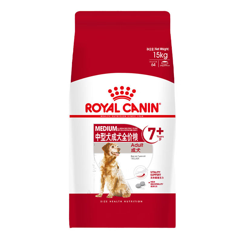 ROYAL CANIN 皇家 狗粮 成犬狗粮 犬粮 中型犬 SMA25 通用粮 7岁以上 15KG 543.99元（