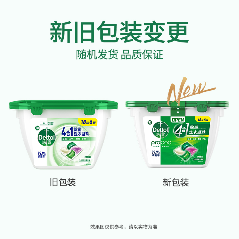 88VIP：Dettol 滴露 4合1洗衣凝珠 雨后青草 24颗/盒 44.56元（需用券）