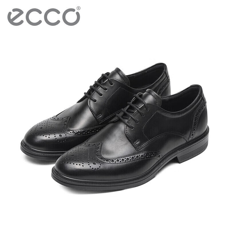 ecco 爱步 布洛克鞋牛皮鞋面低帮鞋男 里斯622164 黑色 645.2元（需用券）