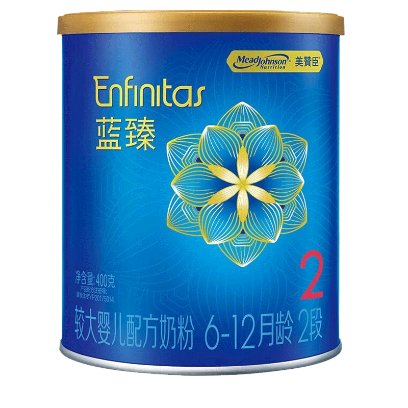 美赞臣 Enfamil）较大婴儿配方奶粉 蓝臻2段（6-12月）400克 小罐装 83元（需用