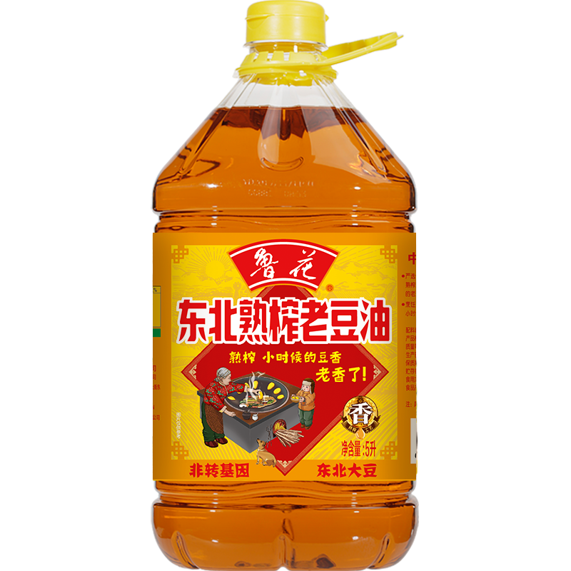 luhua 鲁花 东北熟榨老豆油5L鲁花大豆油非转基因家用食用油工厂发货日期新