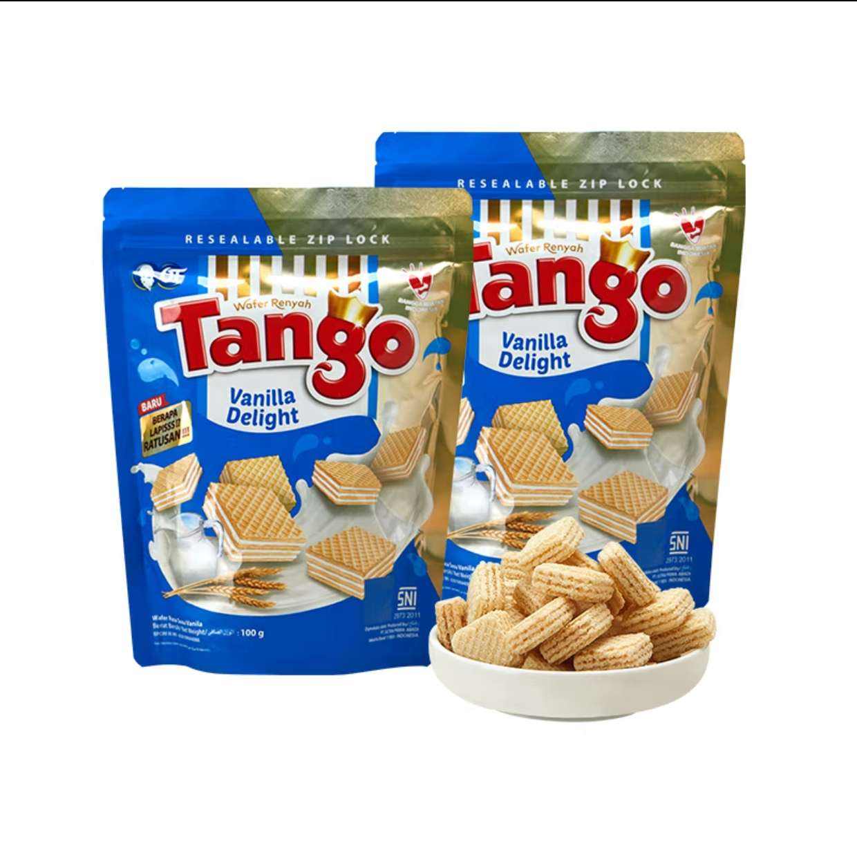 PLUS会员:Tango 探戈 咔咔脆威化饼 香草*4袋400g+赠巧克力味192g+96g 15.7元包邮