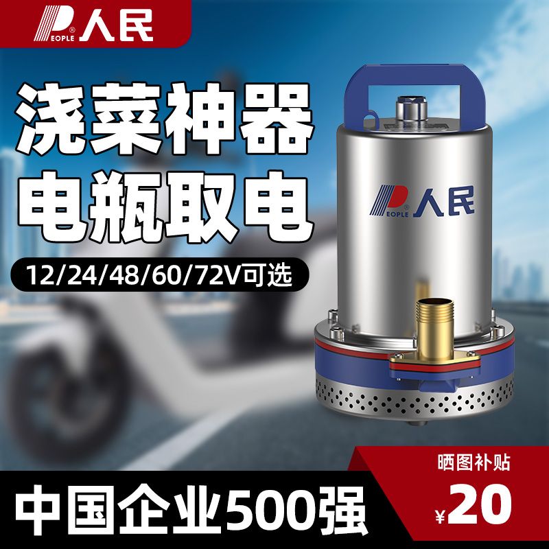 百亿补贴：人民电器 人民直流潜水泵12V24V48V60V72V高扬程家用电瓶车灌溉农用