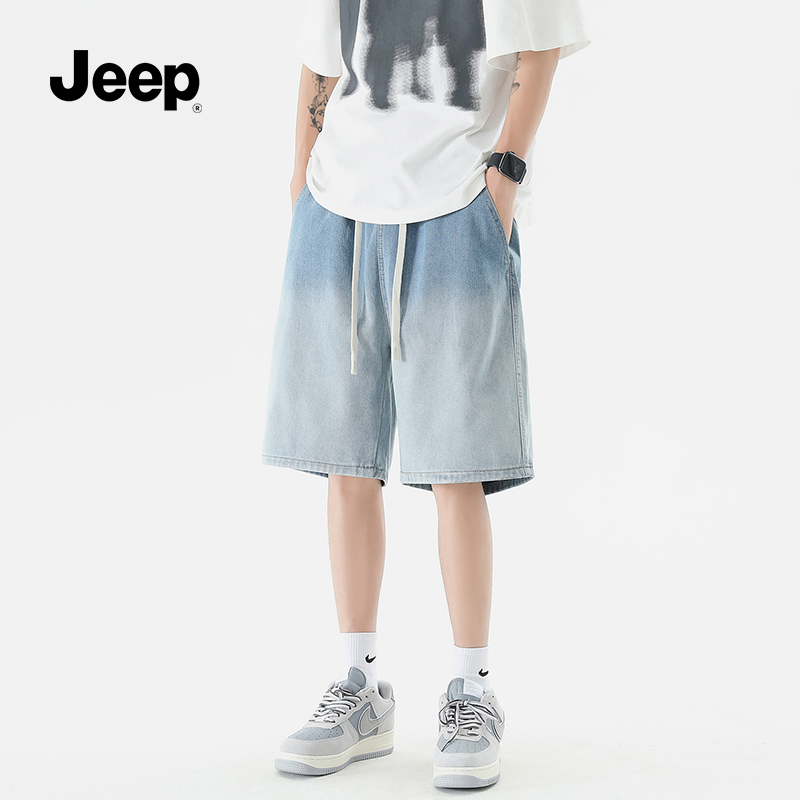 Jeep 吉普 男士牛仔短裤男裤子新款牛仔裤男款夏季薄款美式休闲裤S 190.8元