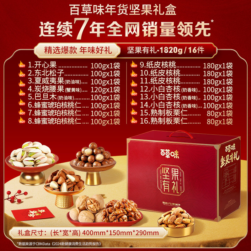 Be&Cheery 百草味 高端纯坚果礼盒 1820g 礼盒装 131.55元