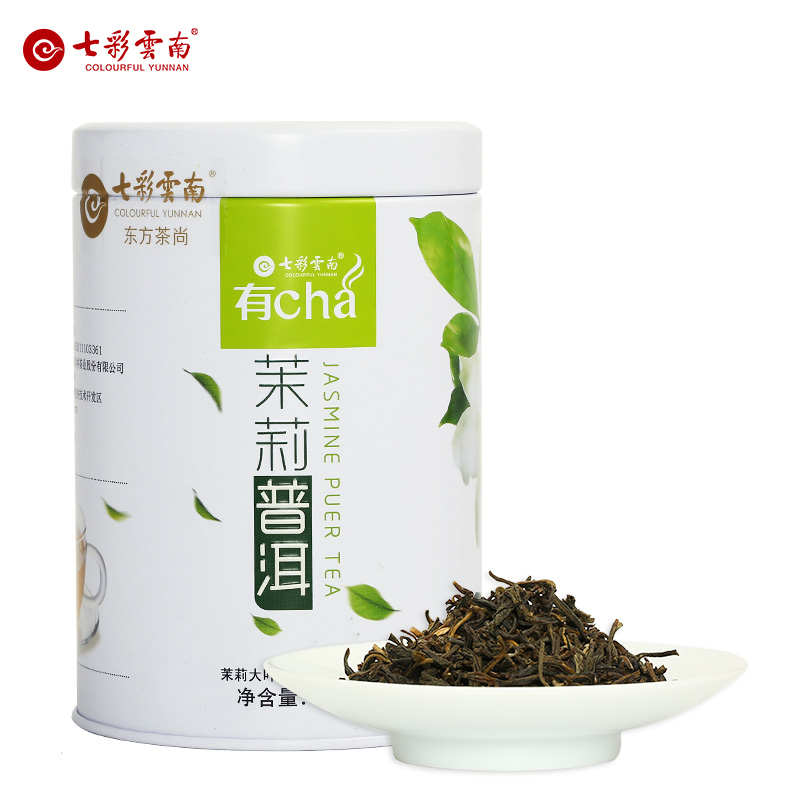 七彩云南 茶叶普洱茶熟茶/生茶/滇红散装铁罐装有茶系列 茉莉普洱生茶60g 31