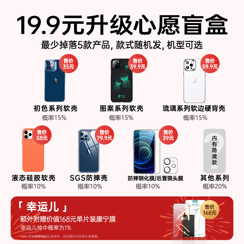 ESR 亿色 iPhone XR到14系列 壳膜盲盒 2个装 7.9元（需用券）