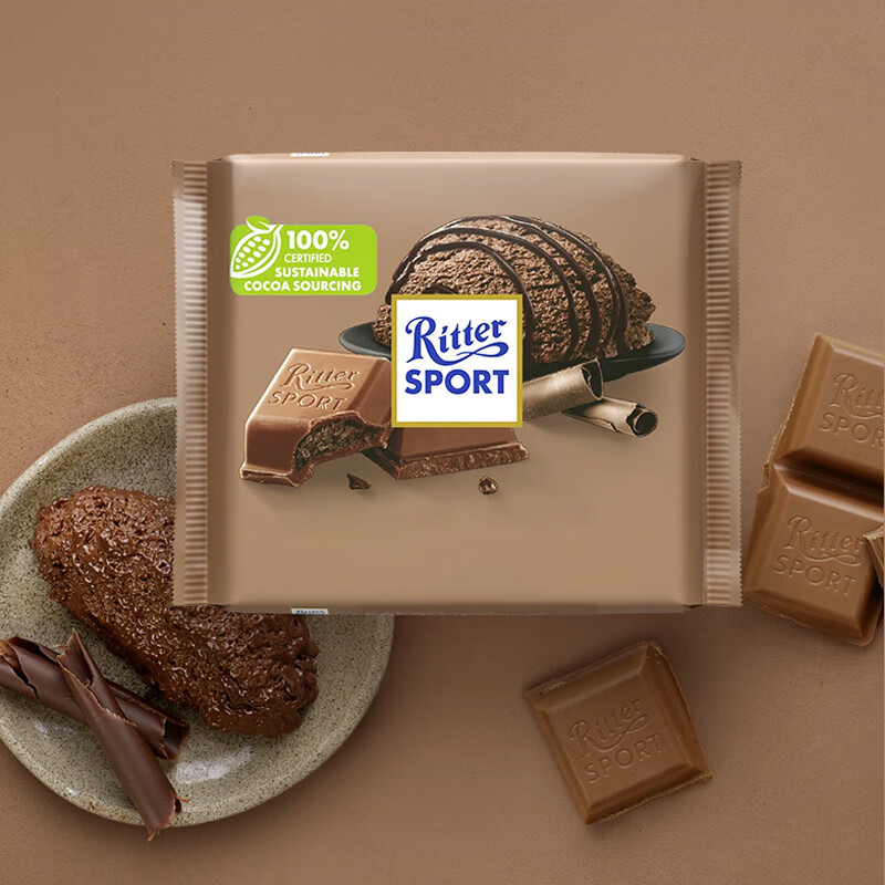 限地区、plus会员：瑞特滋（RITTER SPORT）可可慕斯夹心牛奶巧克力100g *9件 51.7