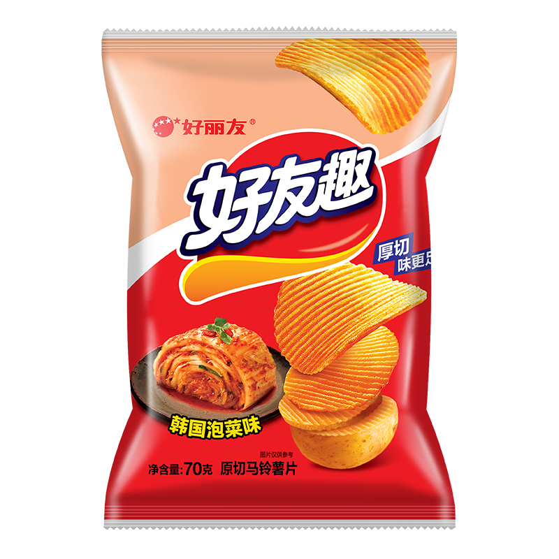 好丽友 好友趣薯片 韩国泡菜味70g 多口味任选5件 20.8元（合4.16元/件）