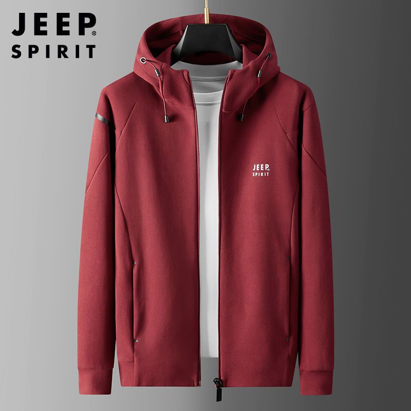 JEEP SPIRIT JEEP吉普潮男连帽开衫卫衣外套春秋款休闲夹克运动宽松大码vibe风 1