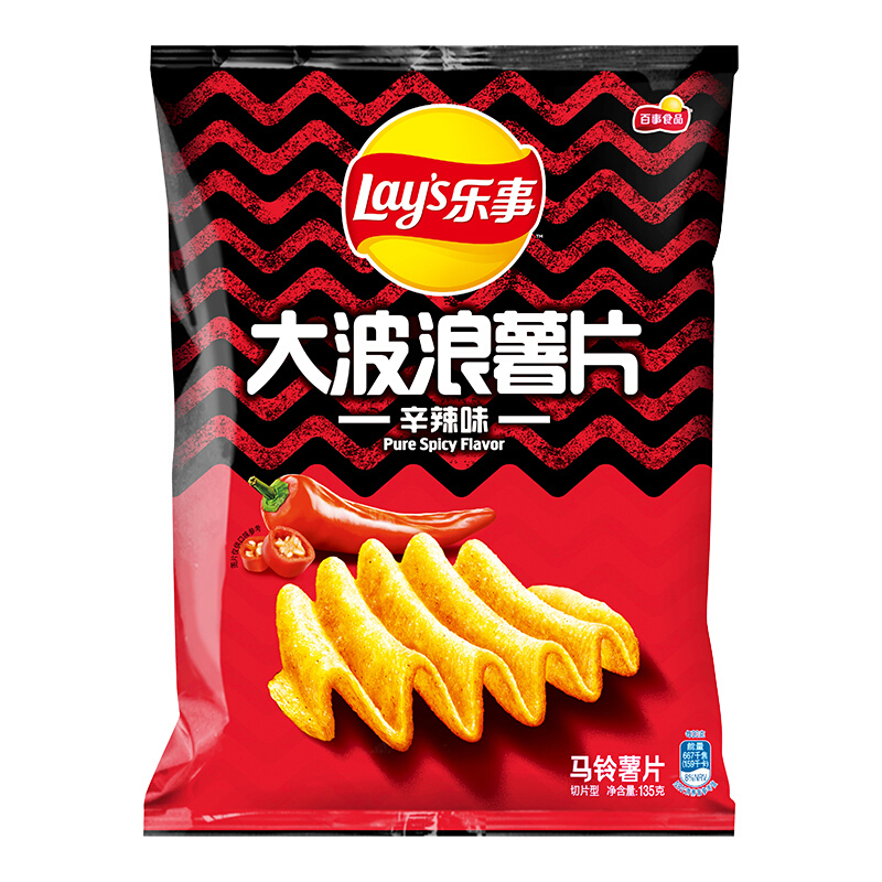 Lay's 乐事 大波浪 马铃薯片 辛辣味 135g 10.8元