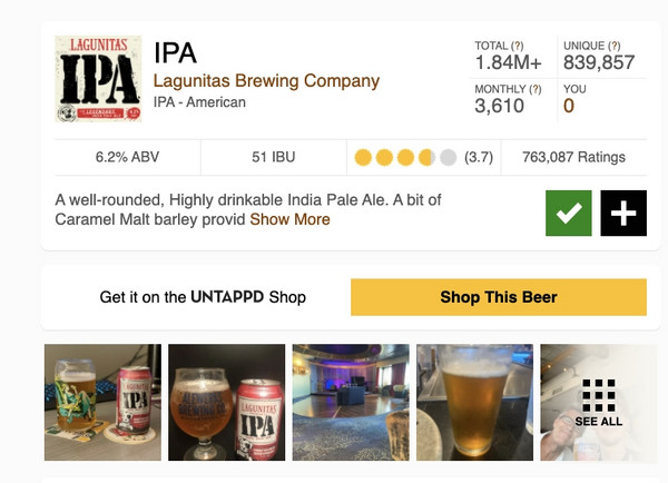 Lagunitas 拉古尼塔斯 美式IPA啤酒 355ml*4瓶