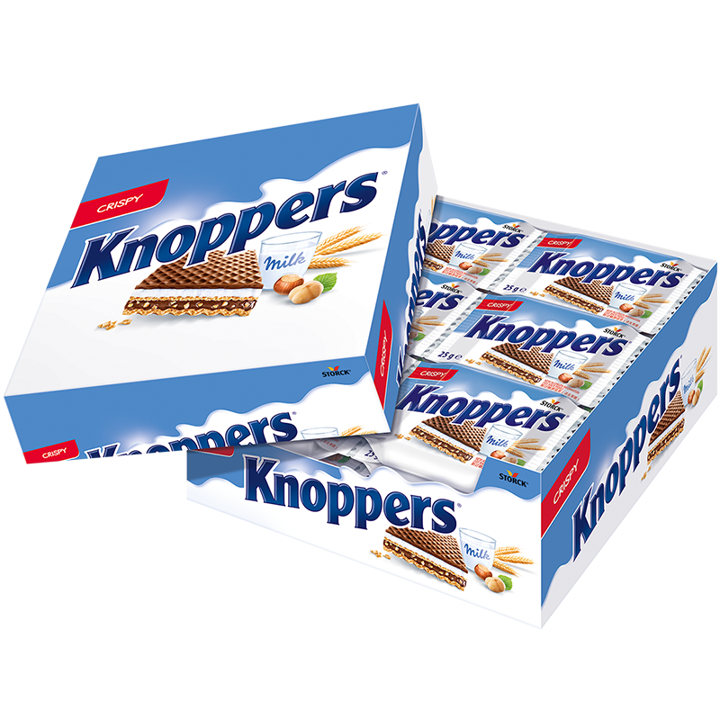 PLUS会员：knoppers 优力享牛奶榛子巧克力威化饼干600g盒装(24包) *2件 84.96元包