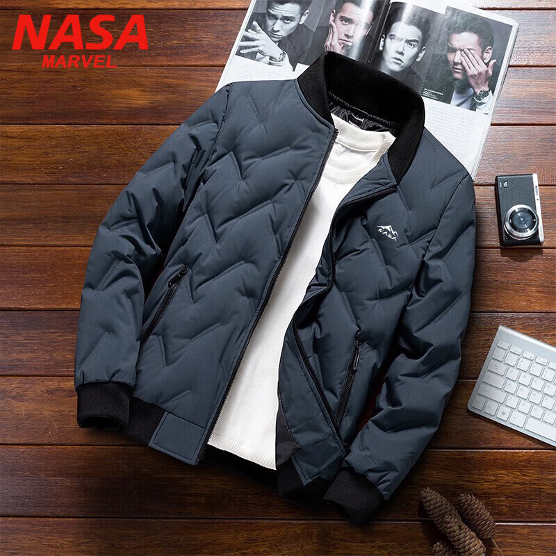 9日20点、Plus会员:NASA MARVEL羽绒服男短款加厚外套男秋冬 雾霾蓝 2XL 142.55元