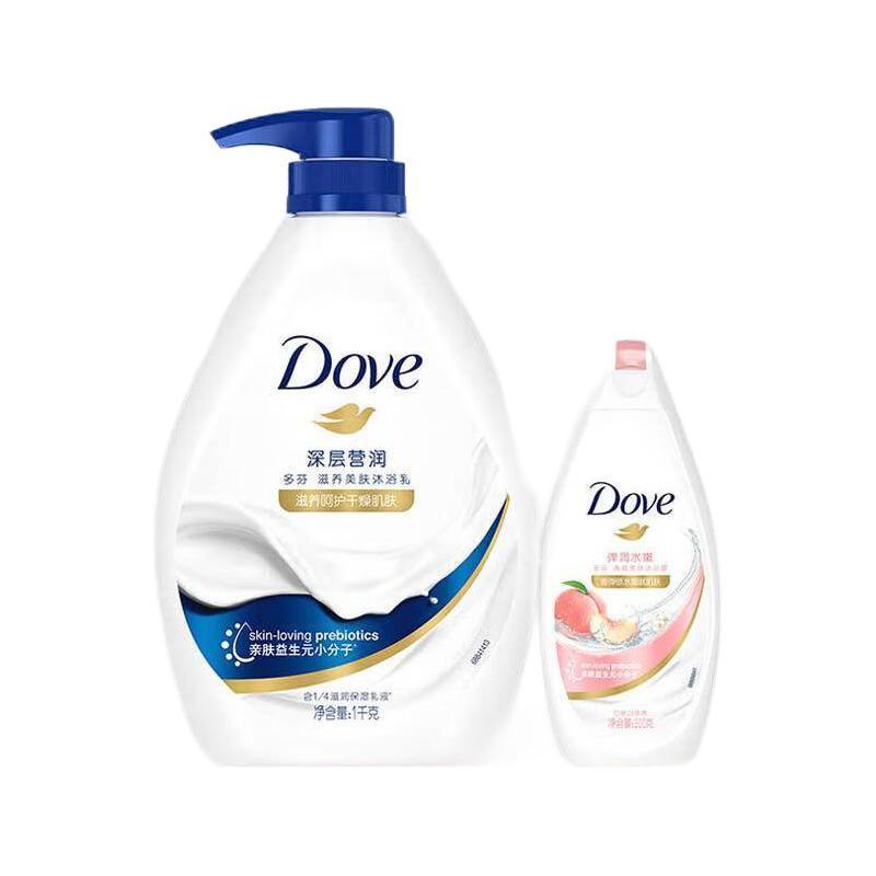 Dove 多芬 深层美肤沐浴露套装深层1kg+弹润300g+130g滋养干燥肌肤(新老包装随