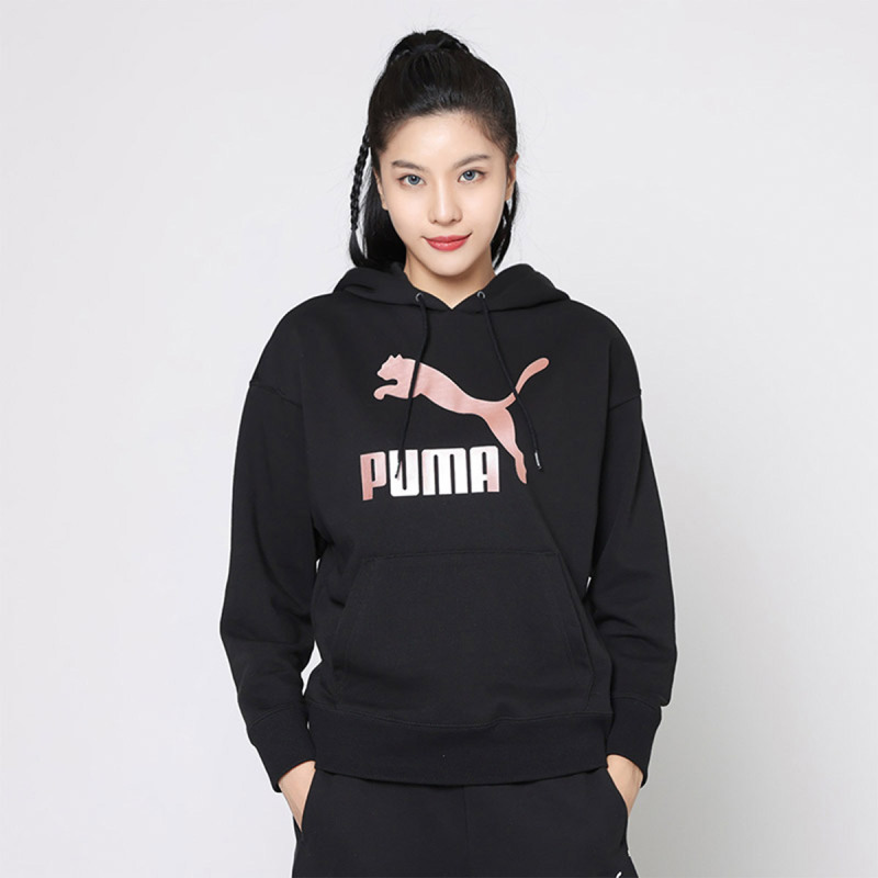 PUMA 彪马 大Logo运动休闲连帽卫衣 女款 黑粉色2PU53533701 147元（需用券）