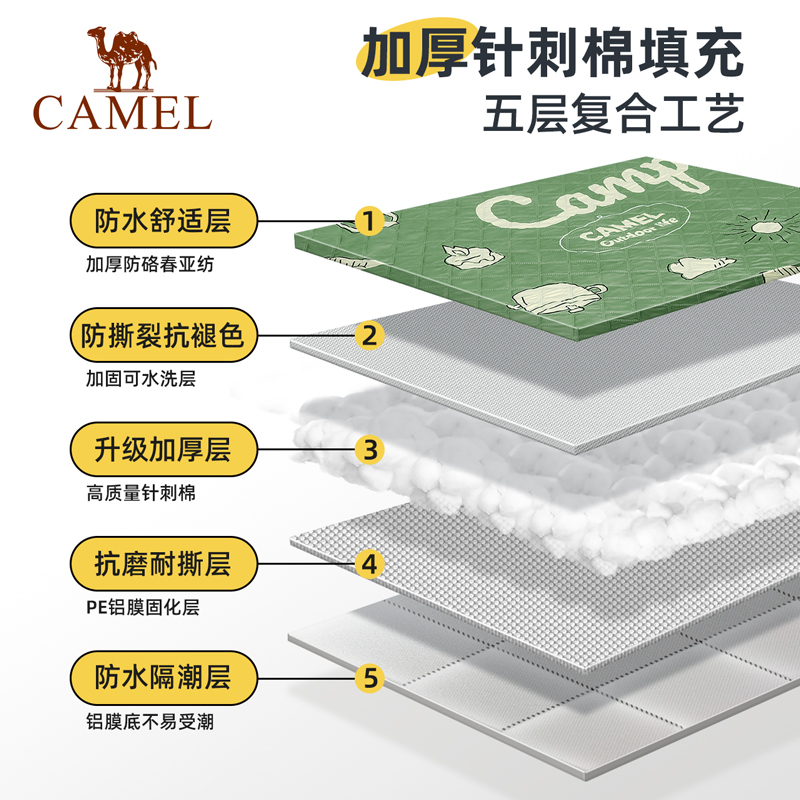 CAMEL 骆驼 户外野餐垫超声波防潮垫加厚露营地垫帐篷垫沙滩布垫儿童坐垫 94