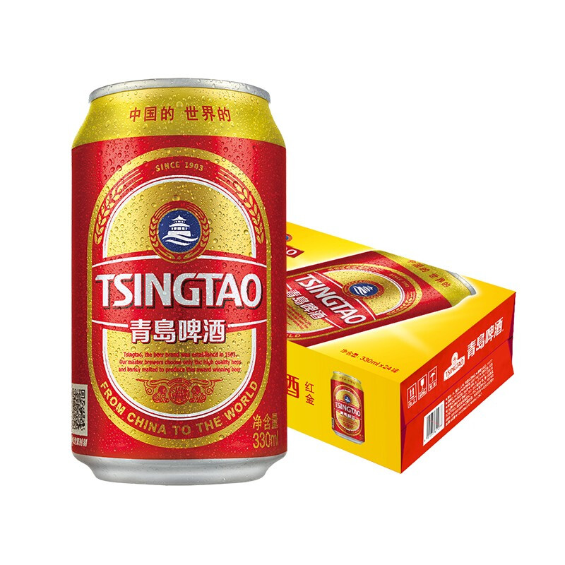 TSINGTAO 青岛啤酒 红金9度 330ml*24听 整箱装 露营出游 80元（需买2件，需用券