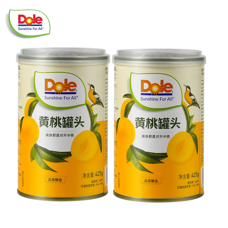 Dole 都乐 糖水型黄桃罐头425g*2罐装砀山黄桃水果休闲零食 ￥19.8