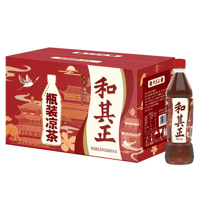 和其正 达利园 和其正凉茶 草本植物清凉饮料茶饮料 550ml*15瓶 年货整箱装 31