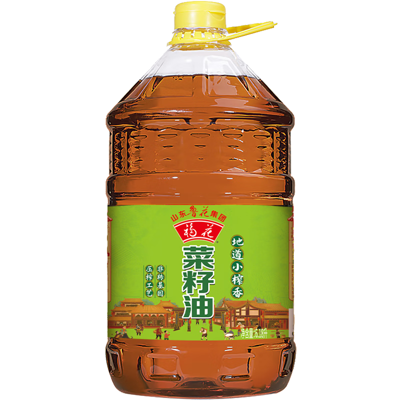 Plus会员：福花食用油 鲁花集团出品 小榨一级菜籽油6.18L 物理压榨 78.35元