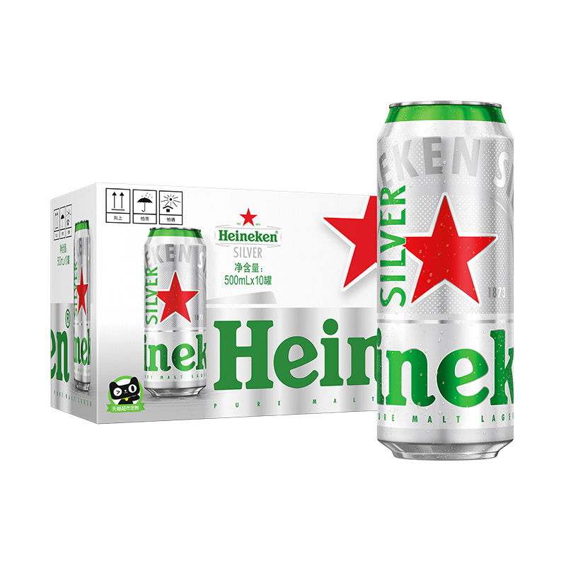 Heineken 喜力 silver星银啤酒500mL*12罐+喜力常规25CL玻璃杯 57.57元（需用券）