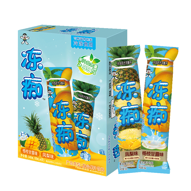 限江浙沪地区：旺旺 冻痴 凤梨*2+杨枝甘露*2 85ml*4根 组合装 5.6元/件 包邮（