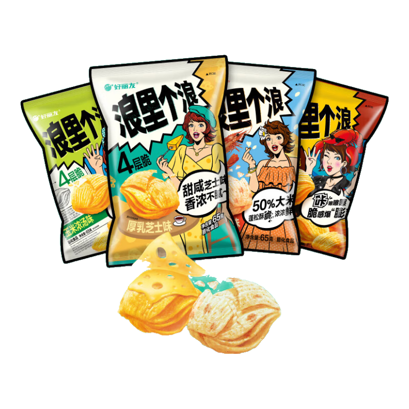 PLUS会员:好丽友 浪里个浪薯片 玉米浓汤味65g 任选5件 19.8元包邮（合3.96元/件