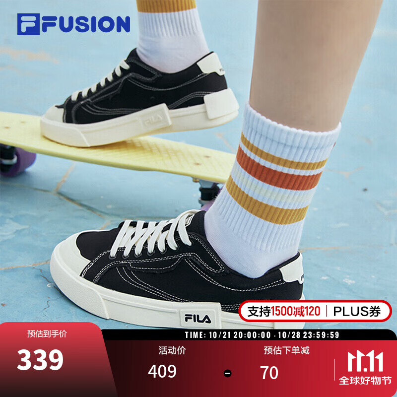 FILA FUSION 斐乐潮牌时尚女子板鞋休闲鞋经典帆布鞋 黑-XBK 38 262.33元（需买3件