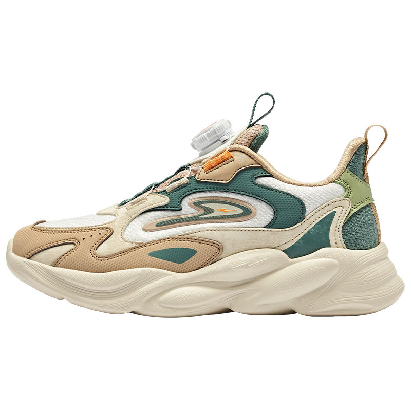 鸿星尔克 晨星丨男童鞋旋钮扣慢跑鞋中大童24年秋季休闲鞋儿童运动鞋 微晶