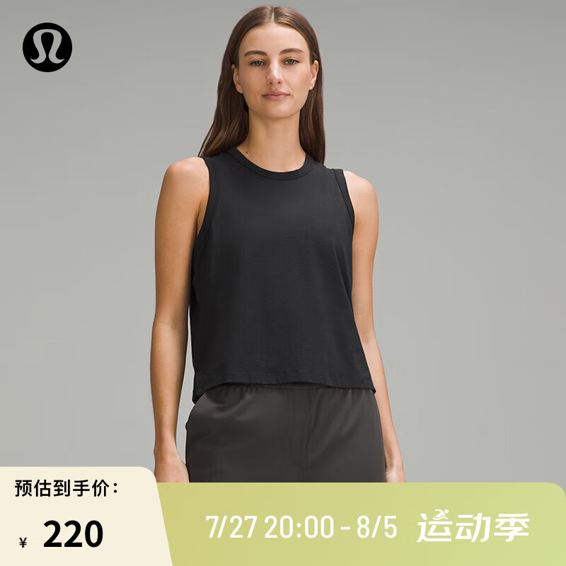 lululemon 丨Classic-Fit 女士棉混纺背心速干芯吸 LW1DGZS 黑色 6 ￥220