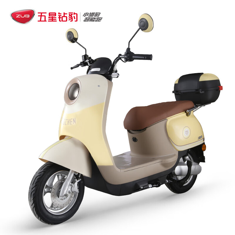 ZUB 五星钻豹 电动摩托车 72V20AH电瓶车1200W电机长续航电动车G2 卷轴香糯黄 239