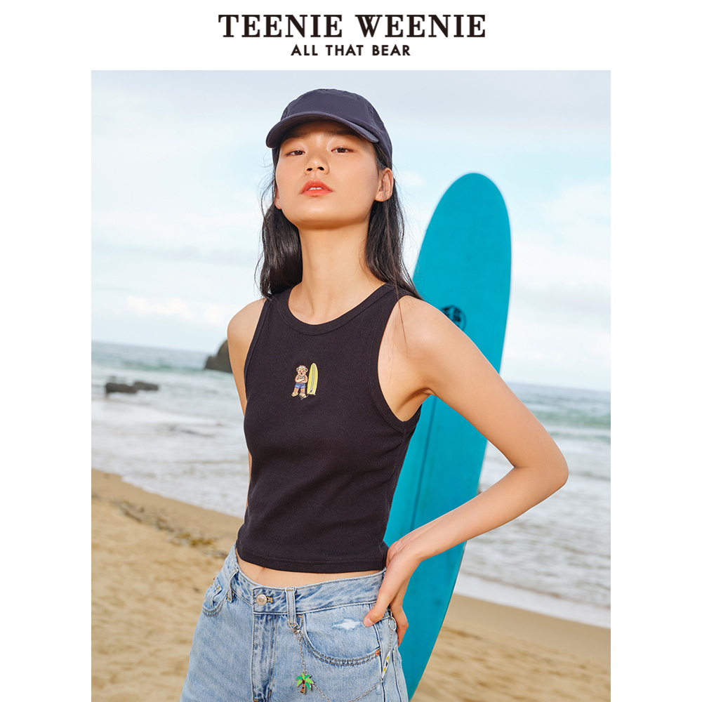 TEENIE WEENIE TeenieWeenie小熊无袖背心T恤直筒短款上衣复古港味潮BM风女夏款 98.8