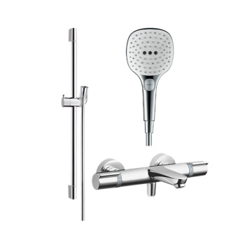 hansgrohe 汉斯格雅 飞雨系列 26521407+15348007+27611007 恒温下出水浴缸龙头套装 139