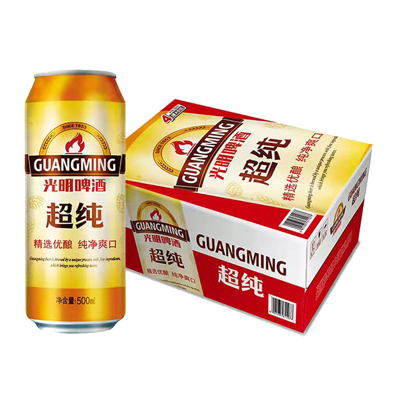 88VIP：GUANGMINGBEER 光明啤酒 超纯500ML*24听整箱装 纯正净爽 顺滑细腻 青岛啤酒