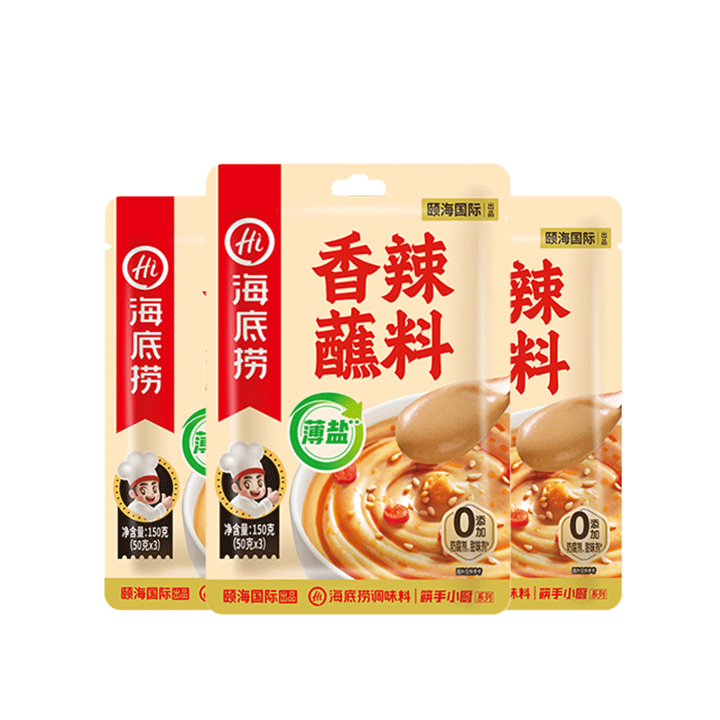 PLUS会员：海底捞 凉拌菜拌面 0添加薄盐香辣蘸料150g*3 10.68元（需领券）