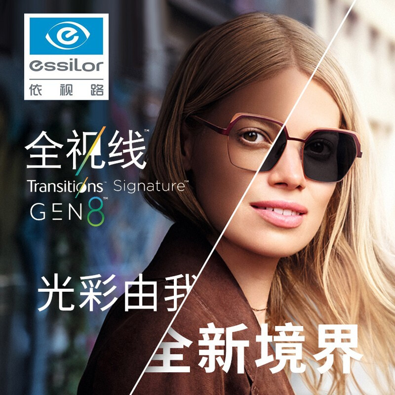 essilor 依视路 1.60钻晶膜洁全视线第八代变灰 2片 728元（需用券）