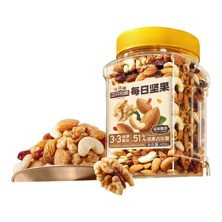 三只松鼠 3+3每日坚果 罐装 400g 19.9元包邮