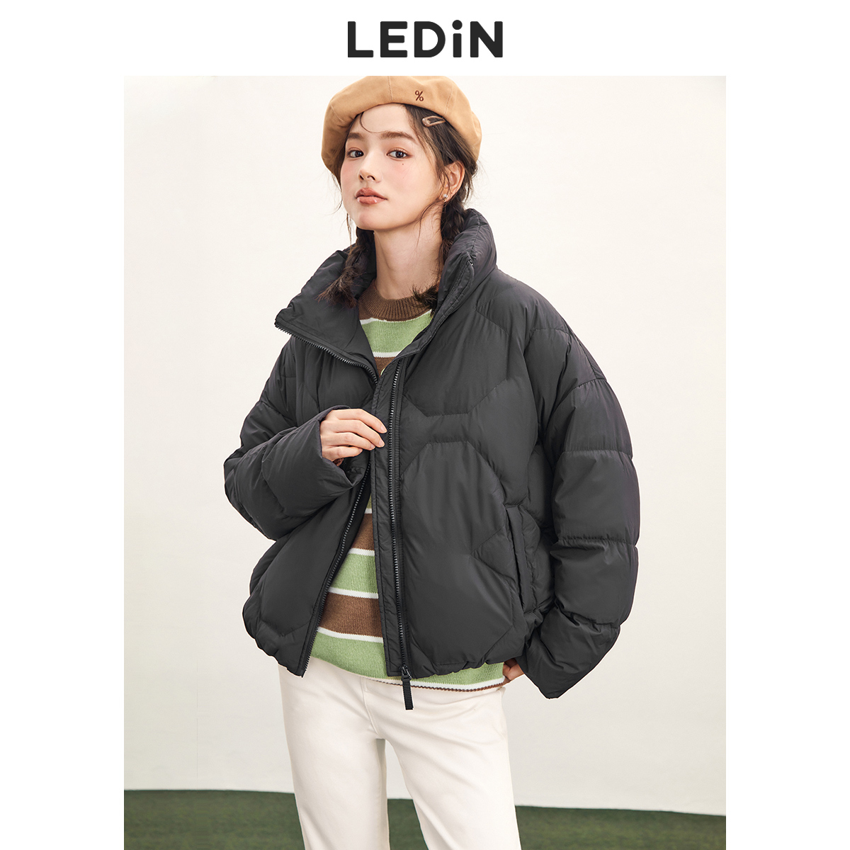 LEDIN 乐町 系绳泡芙羽绒服女甜心马卡龙温柔软糯C5ACC4903 246.35元