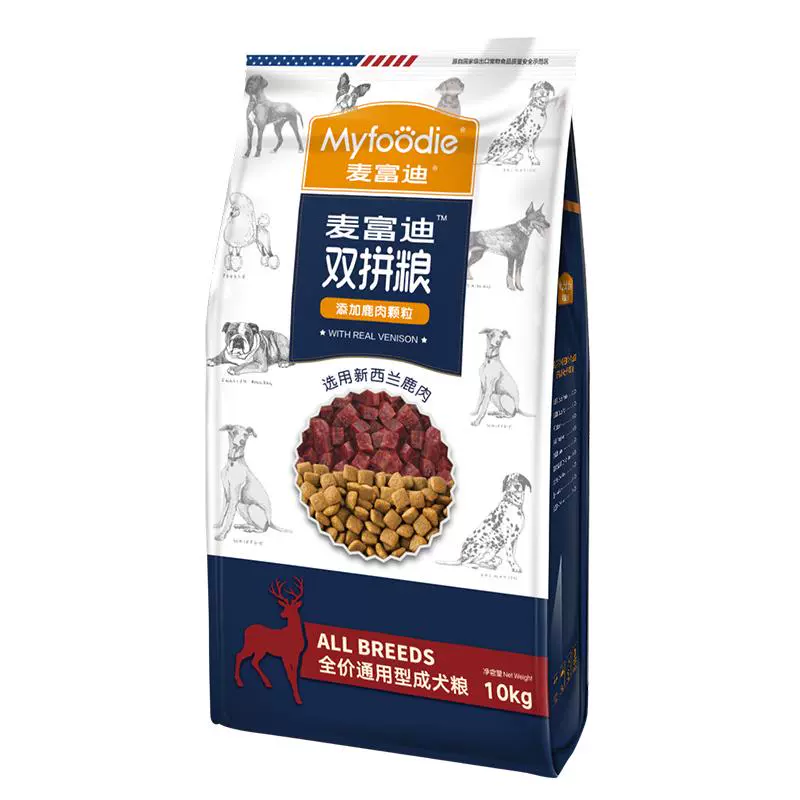 Myfoodie 麦富迪 鹿肉双拼全犬成犬狗粮10kg ￥151.05