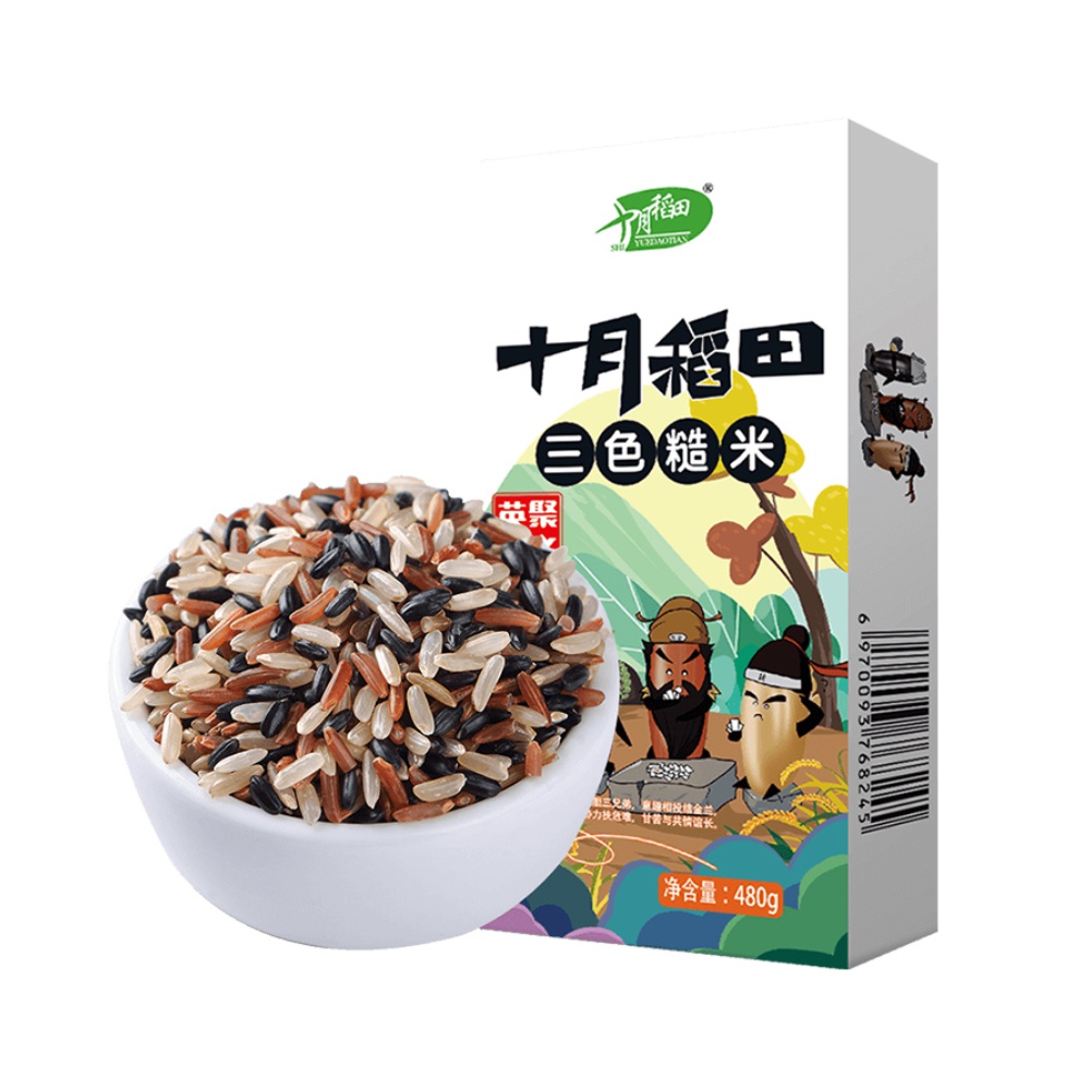 SHI YUE DAO TIAN 十月稻田 杂粮三色糙米480g 5盒装（红米 黑米 糙米） 35.9元（需