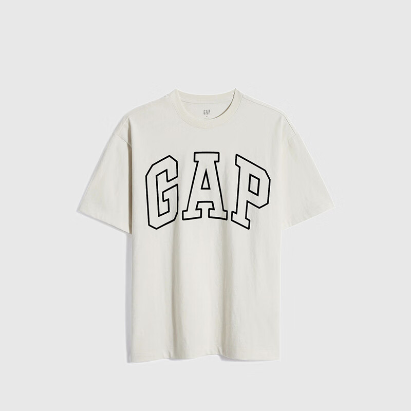 Gap 盖璞 男士撞色logo圆领短袖T恤 544465 白色 XXL 58.56元（需用券）