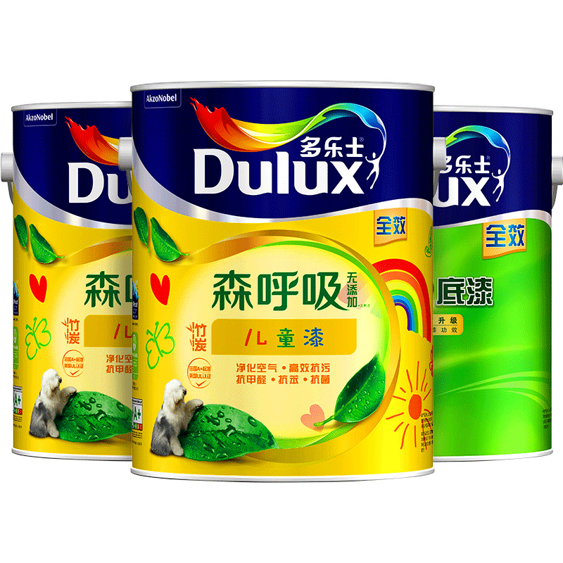 Dulux 多乐士 竹炭森呼吸无添加全效儿童漆内墙乳胶漆油漆涂料墙漆A8106套装1