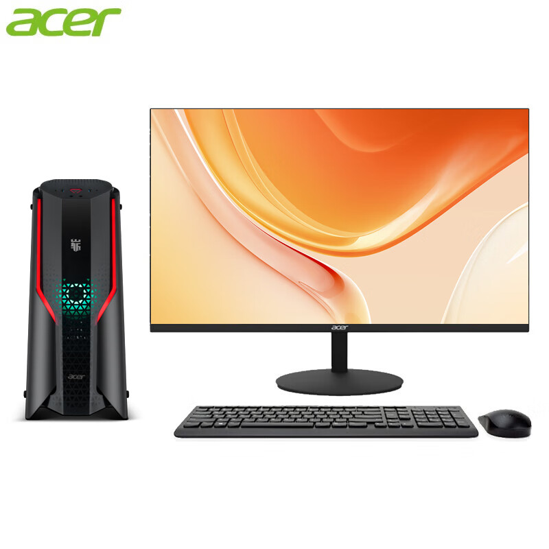 acer 宏碁 台式电脑主机整机全套办公商务 家用剪辑 主机+27英寸高清显示屏 1