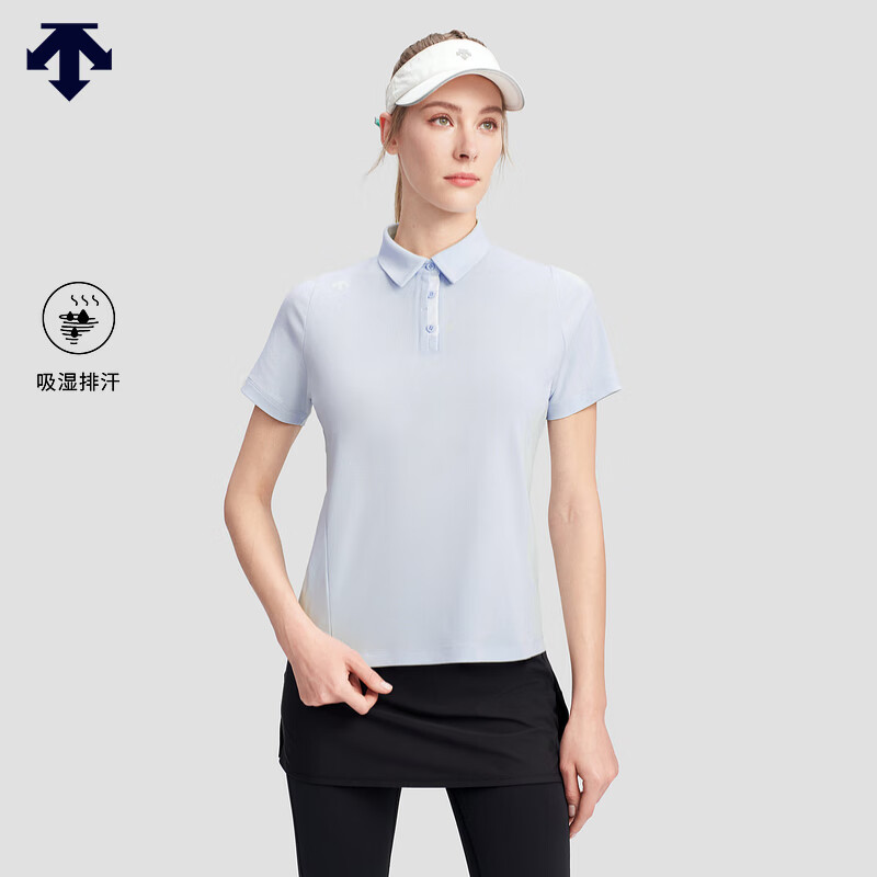 DESCENTE 迪桑特 WOMEN’S TRAINING系列女士短袖POLO衫夏季 LB-LIGHT BLUE XL (175/92A) 740