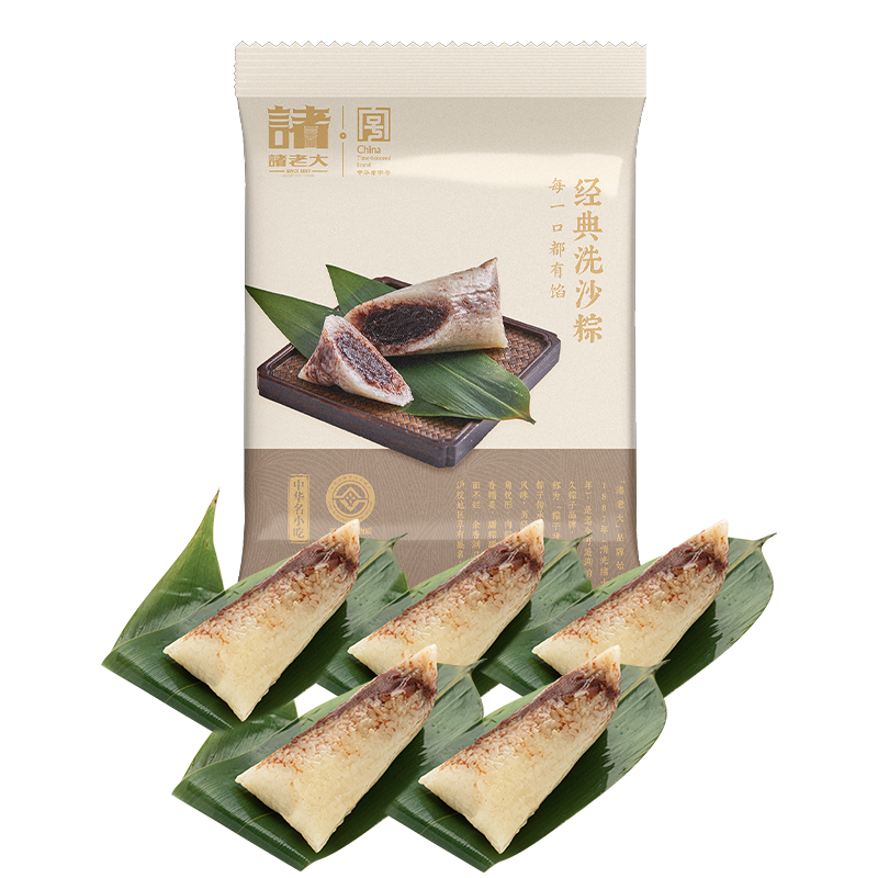 PLUS会员：诸老大 速冻豆沙粽100g*5只 洗沙甜粽中华嘉兴产粽子*2件 22.38元包