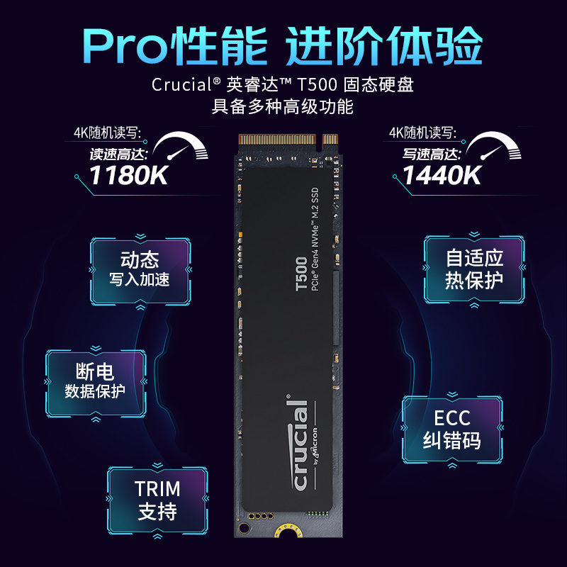 Crucial 英睿达 500GB 【疾速版】P310 Pcle4.0|无缓 349元（需用券）