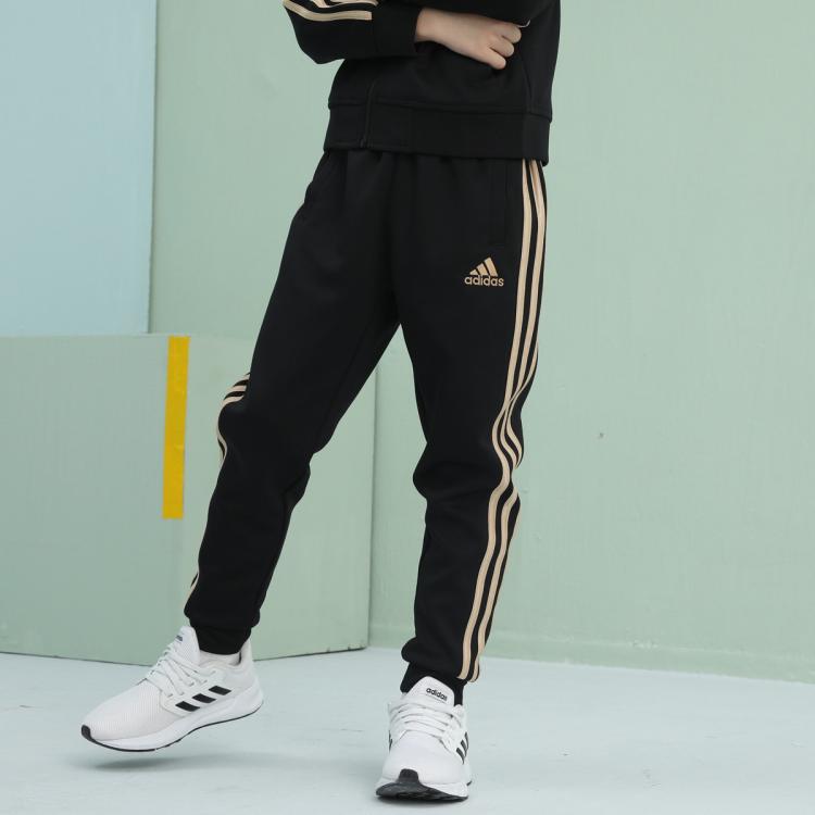 adidas 阿迪达斯 儿童运动束脚裤 黑/金 199元